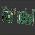 Electronic Circuit Boards With Green PCBs And Component Details For Devices