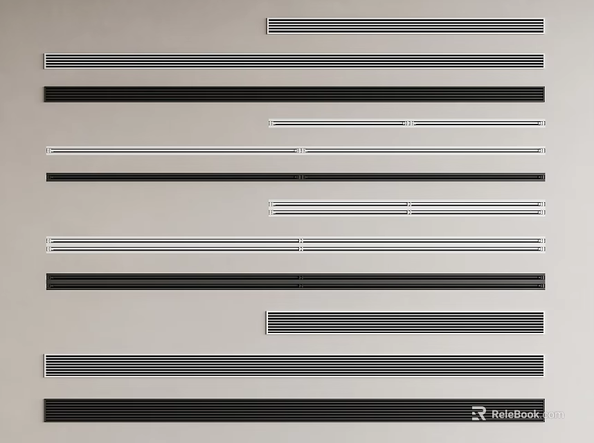 Modern Stylish Air Conditioner Vents With Black White Striped Design For Interior Decoration 3d model 