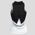 Stylish Black Sleeveless Cropped Vest Layered Over White Tank Top Fashion
