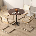 Middle-style round dining table 3d model