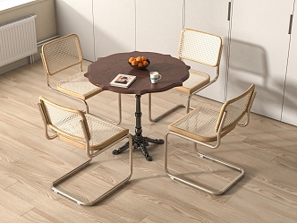 Middle-style round dining table 3d model