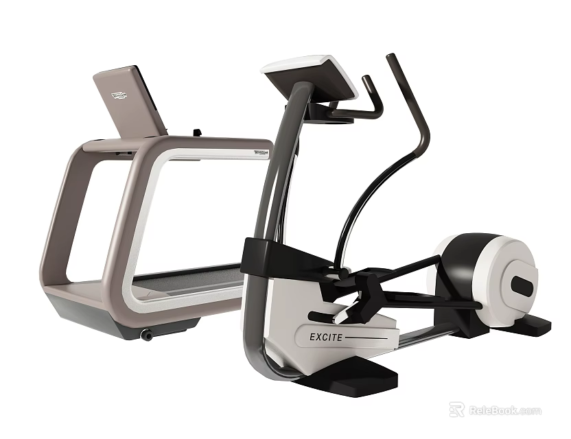 Modern LUXE Home Fitness Sports Equipment Treadmill And Elliptical Trainer Design 3d model 