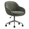 Modern Olive Green Upholstered Adjustable Swivel Desk Chair With Sturdy Rolling Wheels For Home Office