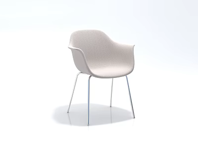 Modern Accent Chair With Light Colored Fabric And Sleek Metal Legs 3d model