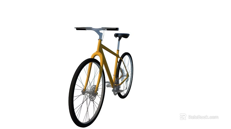 Stylish Yellow Bicycle With Minimalist Design Black Wheels Silver Handlebars And Black Saddle 3d model 