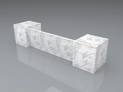 Modern White Marble Bar Counter With Sleek Design And Natural Texture 3d model