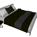Luxury Double Bed with Green White Pillows and Cozy Blanket Design