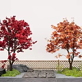 red maple landscape tree maple claw tree moss terrain 3d model