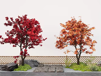 red maple landscape tree maple claw tree moss terrain 3d model