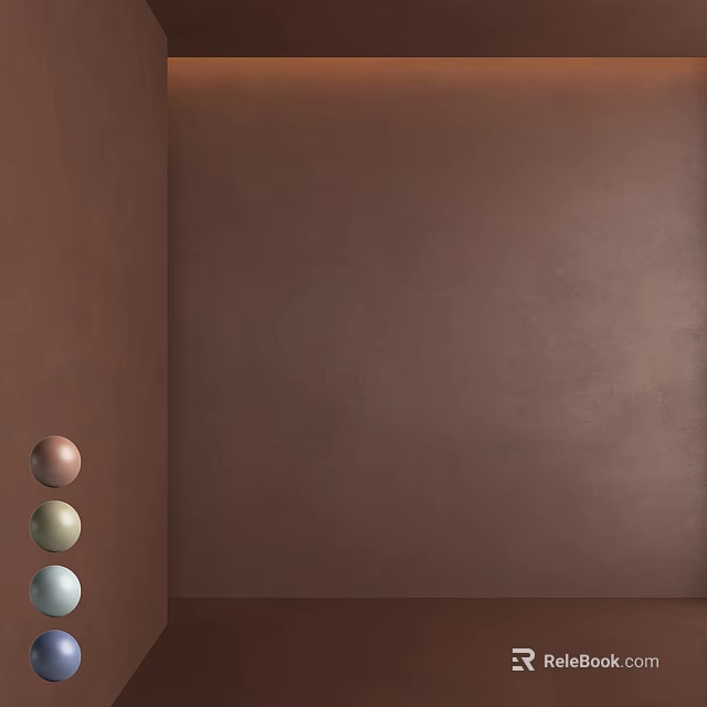 Brown Wall Component With Three Colored Spheres Brown Beige Light Blue In Corner 3d model 