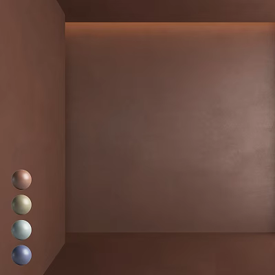 Brown Wall Component With Three Colored Spheres Brown Beige Light Blue In Corner 3d model