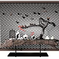 Entryway Console Table Design With Perforated Lattice Tree Decor And LOVE Ornaments