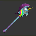 Colorful Unicorn Shaped Household Item With Purple Mane And Rainbow Horn Long Handle Pink Base