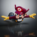 Mario Flying With Outstretched Arms Red Hat White M Purple Shirt Yellow Gloves Dark Background