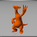 3D Modeled Orange Standing Creature With Long Snout Raising Clawed Hand