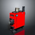 Red Industrial Equipment With Display Screen Control Panel And Side Components Base Stand