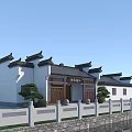 Ancient Chinese Architecture Courtyard Featuring Tiled Roofs And Surrounding Water Greenery