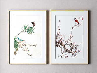 New Chinese Plant Painting Decorative Painting 3d model