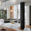 Modern Double Height Living Dining Room With Warm Wood Accents And Comfortable Sofa Interior Design