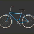 Blue Bicycle With Brown Seat Silver Wheels And Reflection On Smooth Surface 3d model