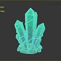 Vibrant Green Blue Crystal Cluster With Red Rope Wrapped On Stone Base