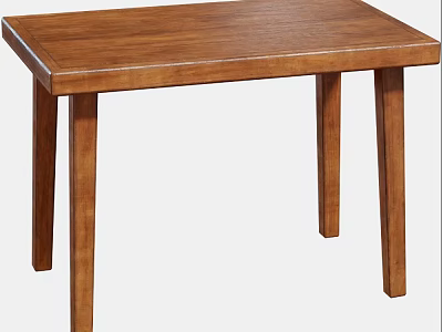 Solid Wood Table With Rectangular Smooth Top And Four Sturdy Legs 3d model