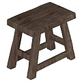 Solid Wood Stool With Simple Design And Sturdy Structure For Indoor Use 3d model