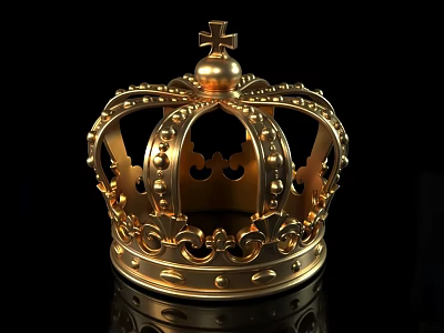 Elegant Plate Decoration With Golden Crown Cross And Intricate Metallic Patterns 3d model