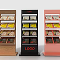Multi Layer Display Racks In Brown Black Pink For Magazine Display With LOGO 3d model