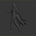 Fantasy Female Character 3D Model With Cloak And Dynamic Pose As Mythical Creature