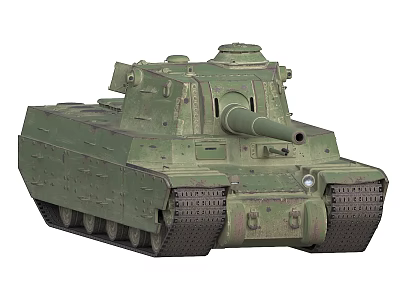 Detailed Green Military Armored Tank Model With Turret Cannon And Tracks 3d model