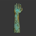 Turquoise Arm Sculpture With Yellow Rust Patina And Artistic Design