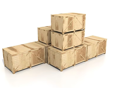 Strong Wooden Crates Neatly Stacked For Industrial Storage And Logistics Solutions 3d model