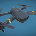 Black Drone With Yellow Stripes And Four Propellers For Aerial Photography