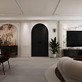 Modern Light French Living And Dining Room Design With Comfortable Sofa And Exquisite Dining Sets