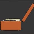Orange Suitcase Portable Record Player With Red Interior Lining And Vinyl Record 3d model