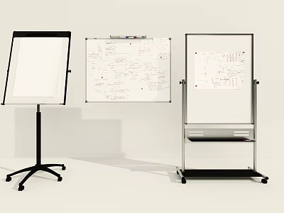 Variety of Office Whiteboards with Stand Handwritten Notes and Storage Features 3d model