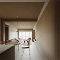 Modern Living Dining Room Interior With White Sofa Round Wooden Coffee Table And Colorful Paintings