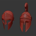 Ancient Greek Metallic Helmets With Historical Designs And Distinct Ornate Details