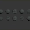 Ten Different Textured Spheres With Various Patterns On Gray Background With Reflections