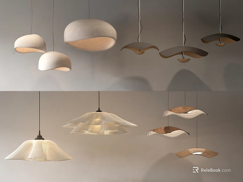 Unique Modern Pendant Lights With Various Shapes And Elegant Shades For Home Interior Decor 3d model 