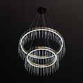 Contemporary Modern Double Layer Chandelier With Metal Frames And Hanging Tassels