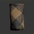 Handcrafted Decorative Storage Basket With Geometric Patterns And Brown Black Design