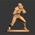 Golden Football Player Decorative Statue With Dynamic Pose On Circular Base