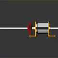 Modern Yellow Lighting Fixture Combination With Red Gear And Silver Handle On Black Background