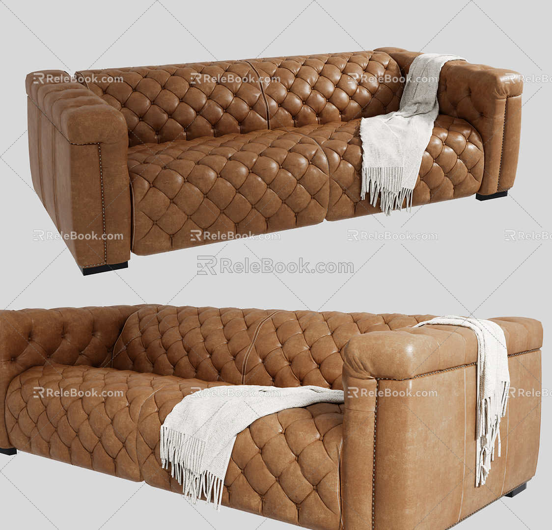 Leather double sofa Modern double sofa 3d model