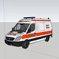 White and Orange Striped Ambulance Emergency Medical Response Vehicle With Modern Design and Emergency Lights