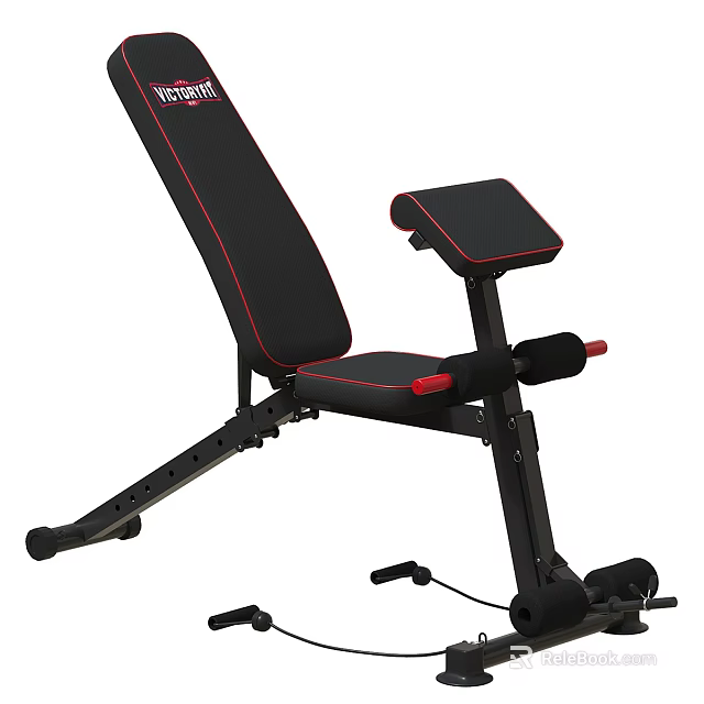 Adjustable Black Red Workout Bench For Home Gym Fitness Exercise Equipment 3d model 