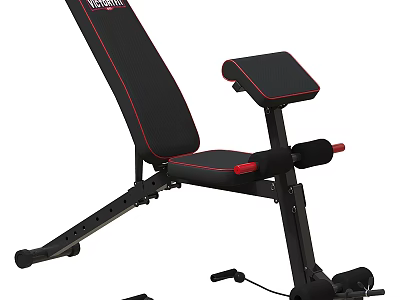 Adjustable Black Red Workout Bench For Home Gym Fitness Exercise Equipment 3d model