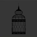Intricate Iron Birdcage Decorative Ornament With Carved Design And Dome Top For Home Decoration